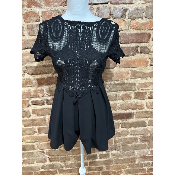 Lac Bleu Women’s Black Mesh Lace Skort Mini Sheer Sz M Boho Goth Western - Picture 3 of 11